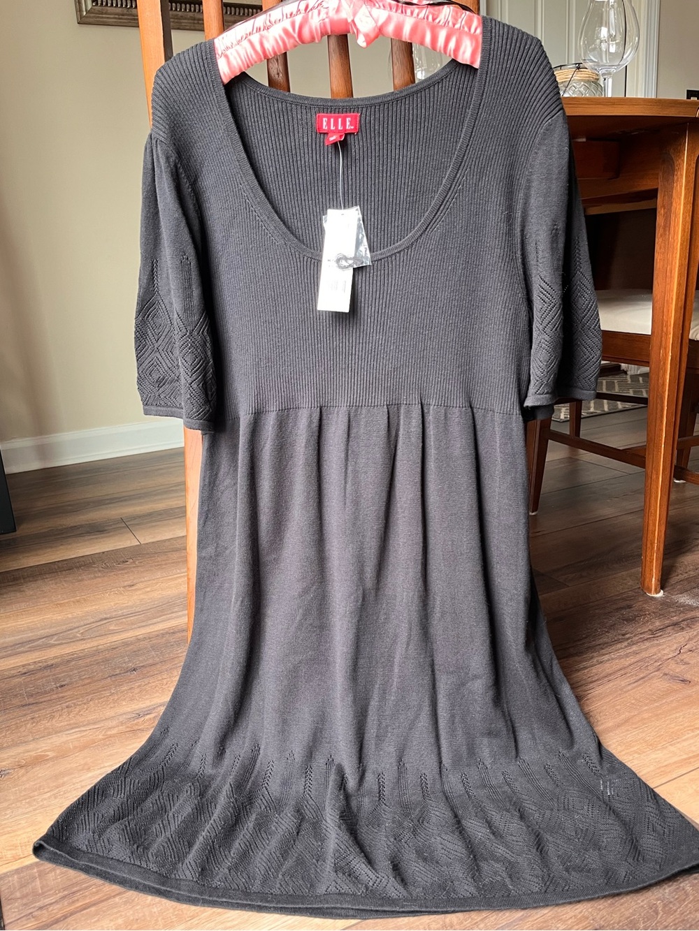 ELLE knit black short sleeve scoop neck sweater dress! NWT! Super pretty, comfy!